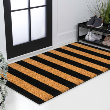 Sutton Modern Coastal Striped Coir Area Rug